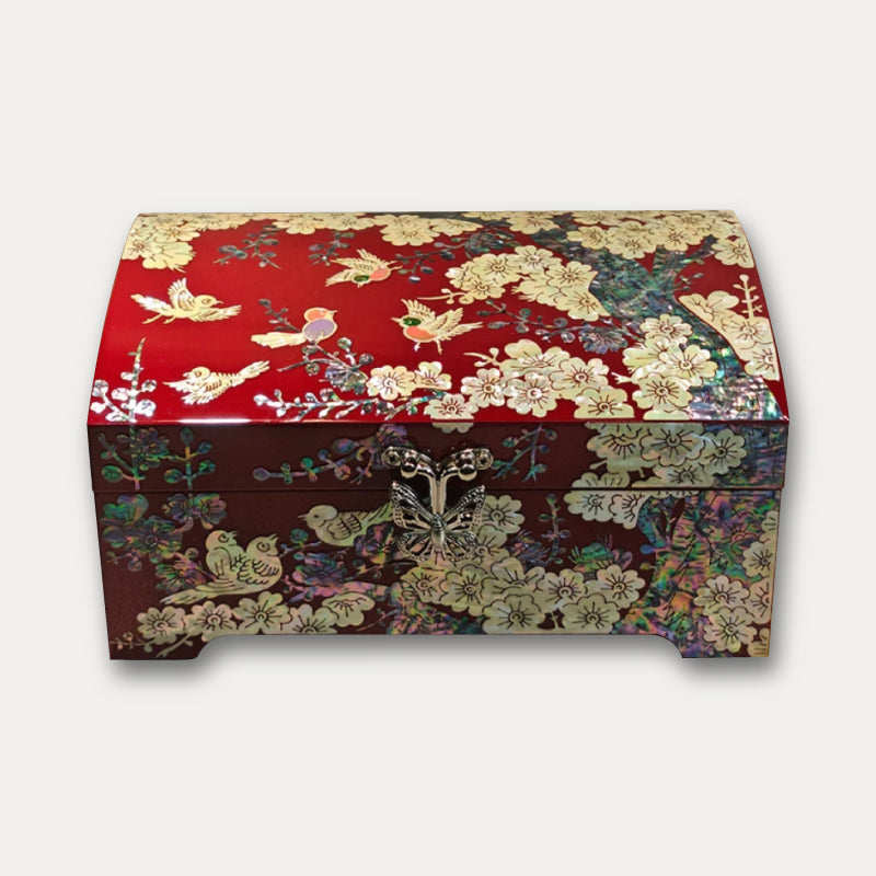 Black Lacquer Jewelry Box with Mother-of-Pearl Inlay