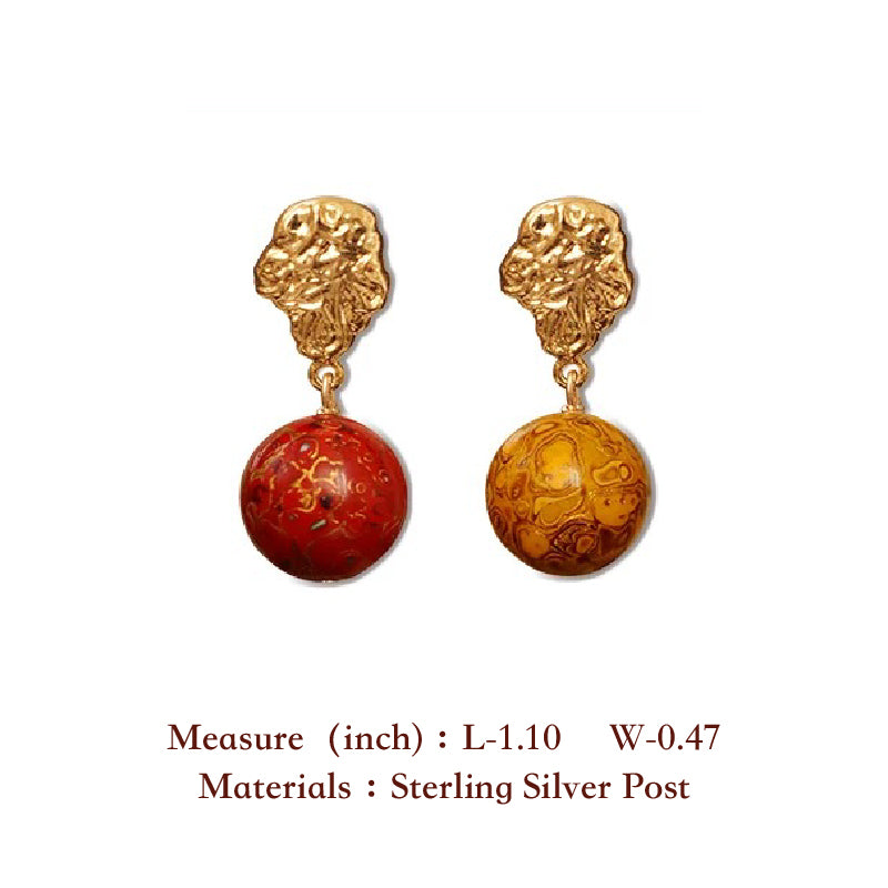 Chinese Imperial Style Asymmetrical Lacquer Earrings