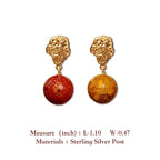 Chinese Imperial Style Asymmetrical Lacquer Earrings