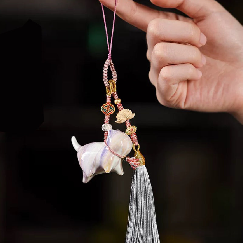 Handmade Lacquerware Lucky Cat Pendant Charm