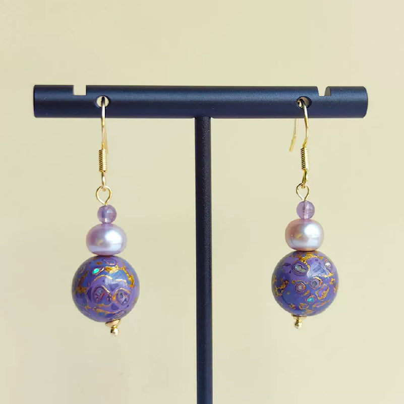 Natural Lacquerware Pearl 24K Gold Jewelry Set