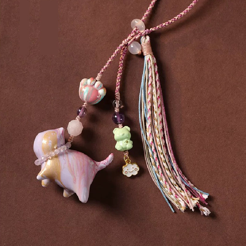 Handmade Lacquerware Lucky Cat Pendant Charm