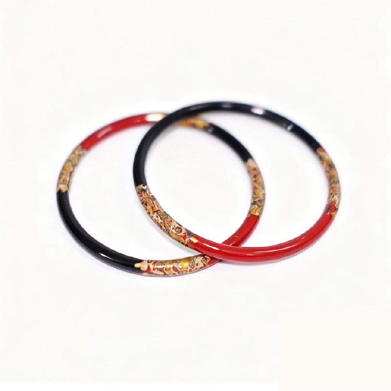 Black Lacquer Bangle with Ox Horn Base