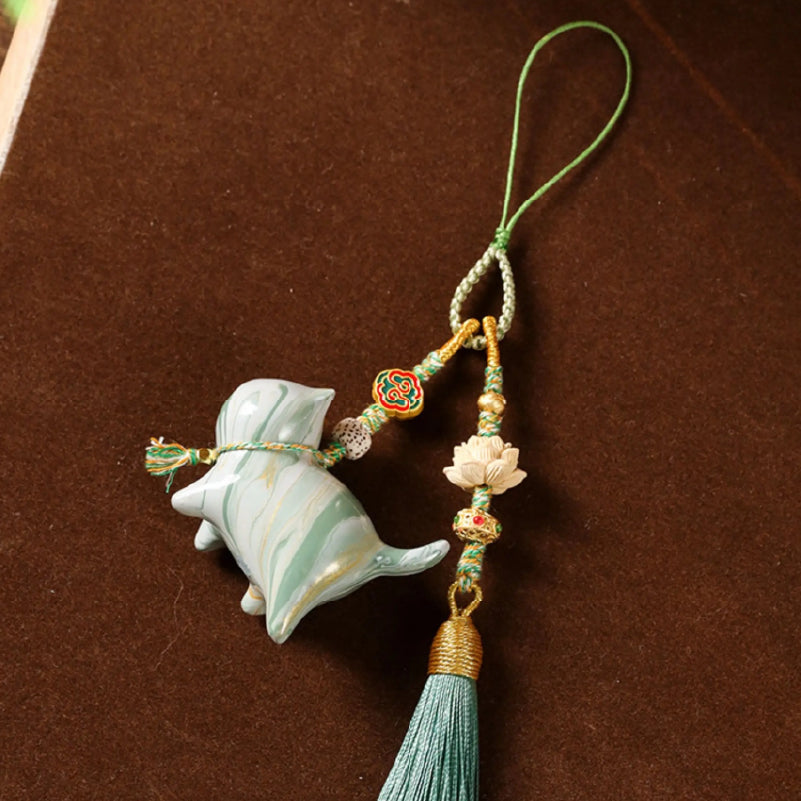 Handmade Lacquerware Lucky Cat Pendant Charm