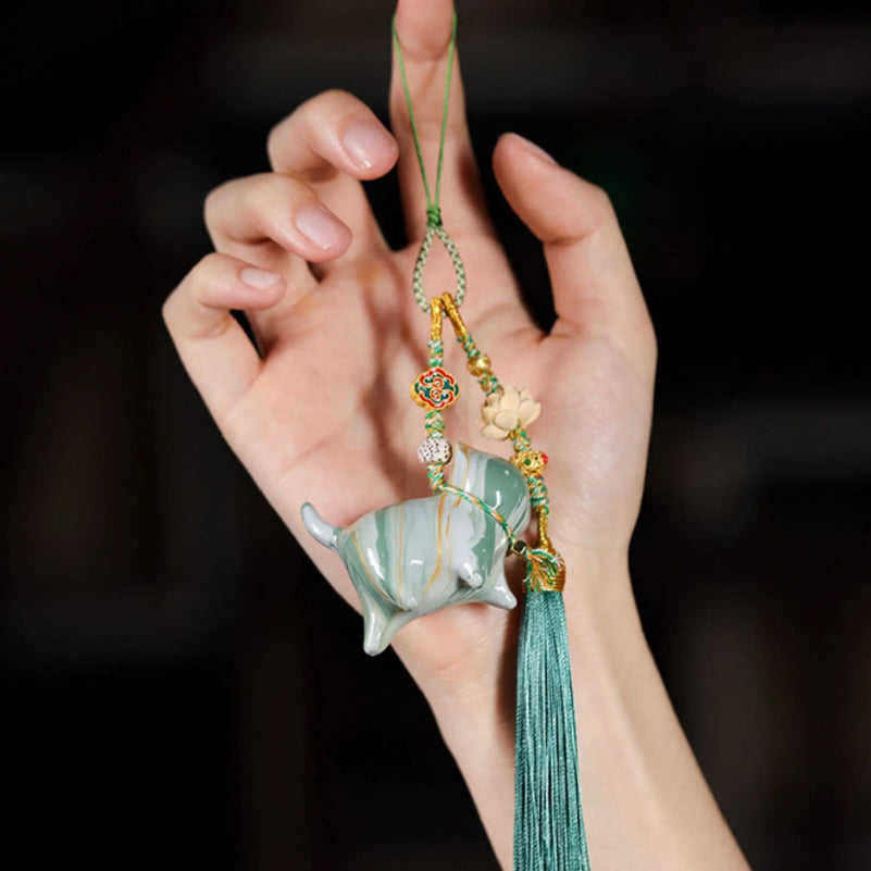 Handmade Lacquerware Lucky Cat Pendant Charm