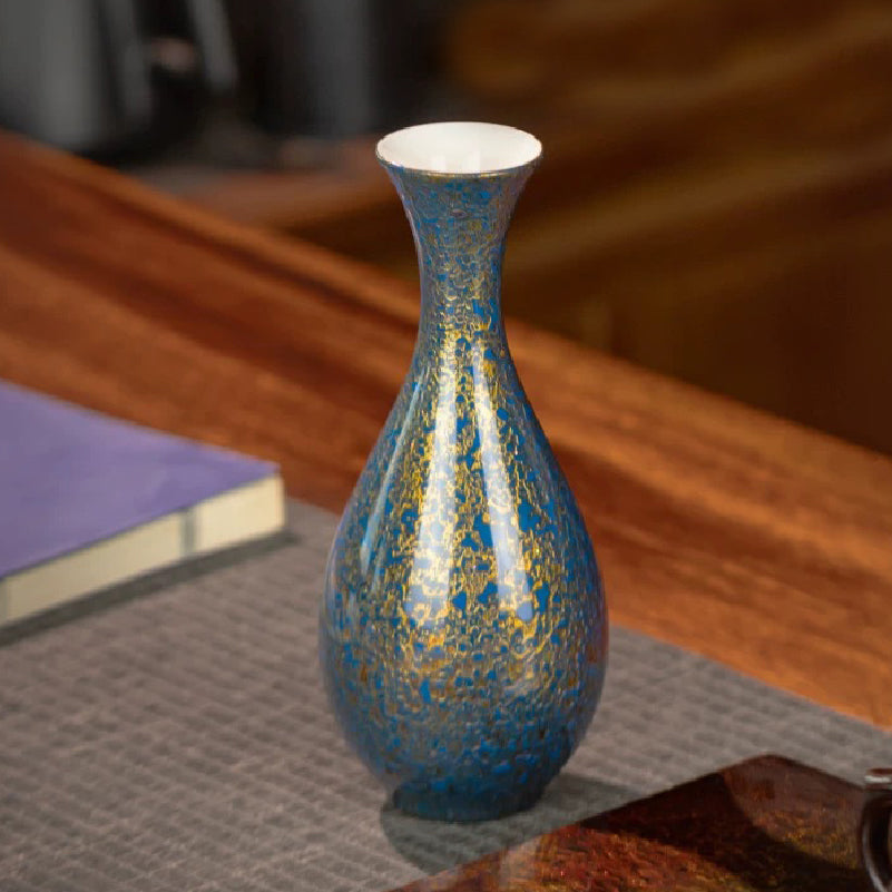 Handcrafted Lacquerware Vase - Guanyin Bottle with Gold Leaf Artistry