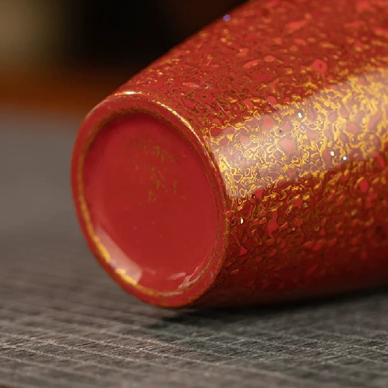 Handcrafted Lacquerware Vase - Guanyin Bottle with Gold Leaf Artistry