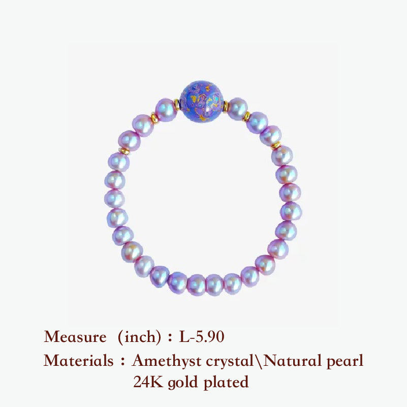 Natural Lacquerware Pearl 24K Gold Jewelry Set