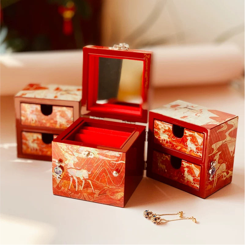 Mother of Pearl Lacquerware Box | Nine-Color Deer Bridal Jewelry Chest
