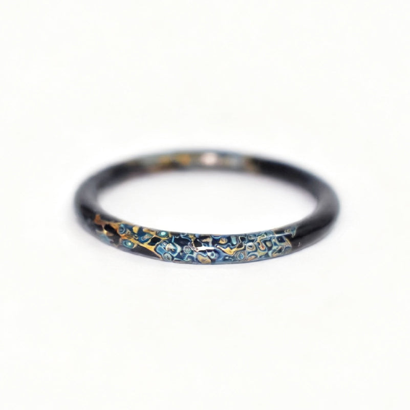 Black Lacquer Bangle with Opal Inlay