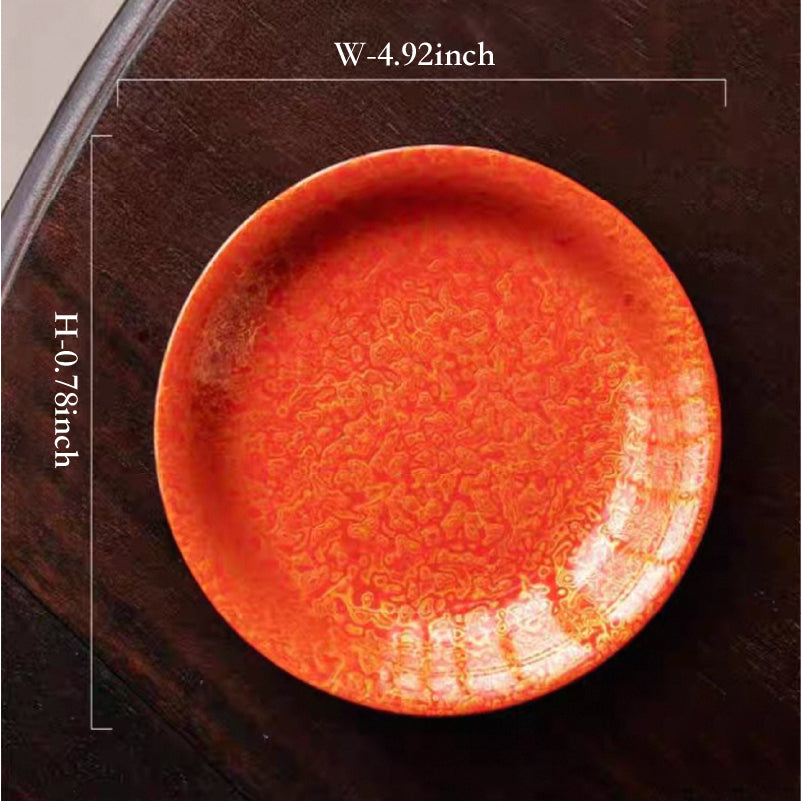 Gilding Lacquerware Tea Saucer with Genuine Gold Leaf