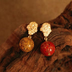 Chinese Imperial Style Asymmetrical Lacquer Earrings