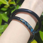 Black Lacquer Bangle with Opal Inlay
