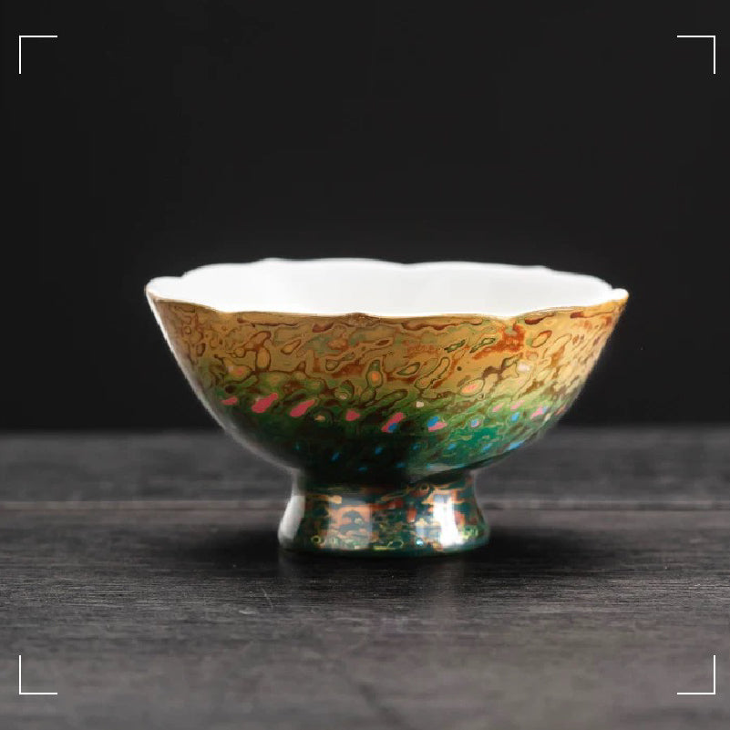 Handmade Lacquerware Master Tea Cup Green Gold