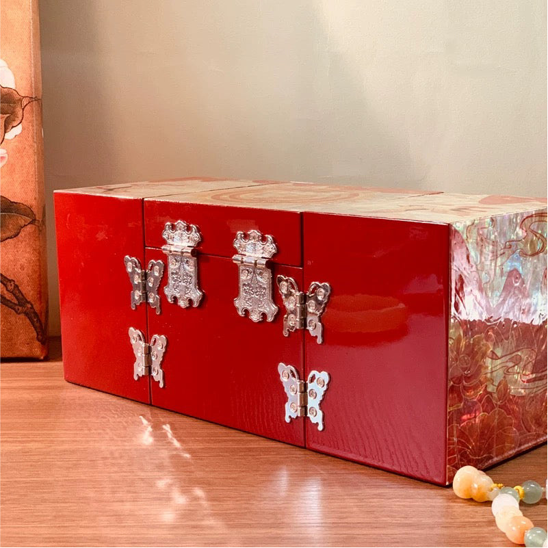 Mother of Pearl Lacquerware Box | Nine-Color Deer Bridal Jewelry Chest