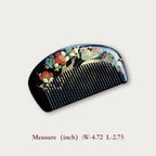 Hand-Painted Lacquer Hair Comb with Plum Blossom & Magpie Design