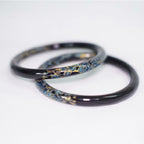 Black Lacquer Bangle with Opal Inlay