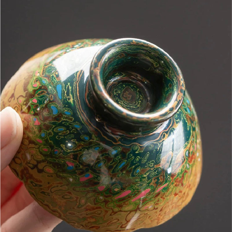 Handmade Lacquerware Master Tea Cup Green Gold