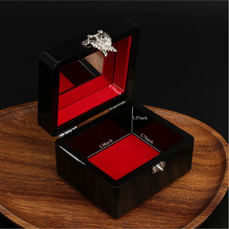 Lacquerware jewelry box Red velvet lining