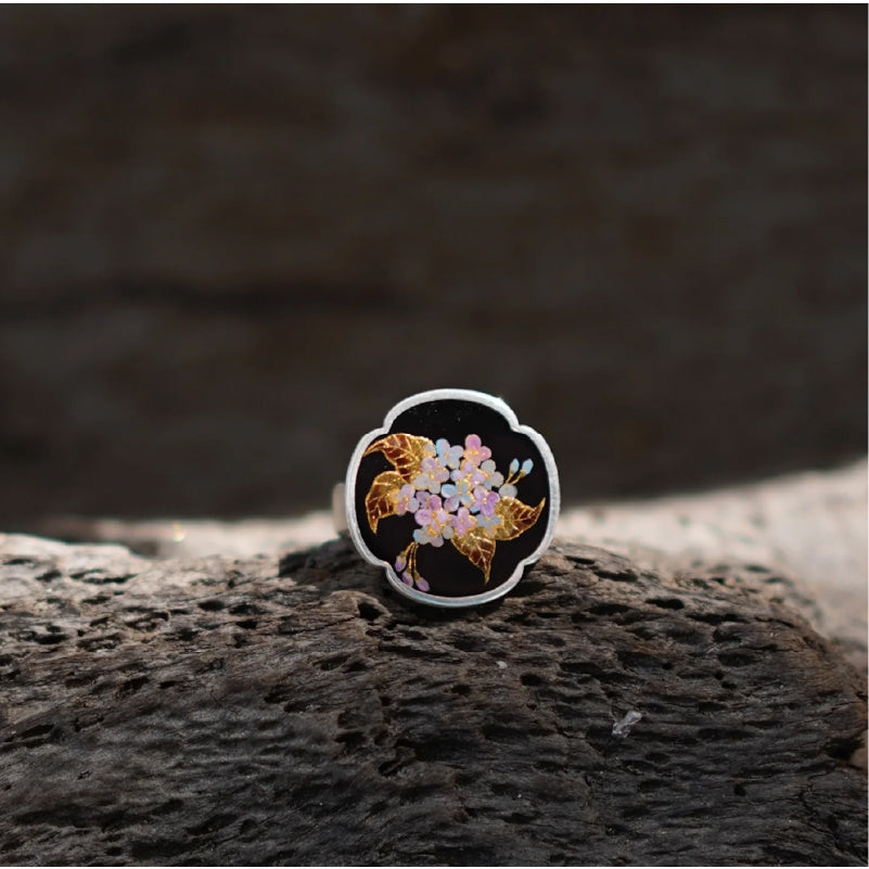 Lacquerware ring Silver