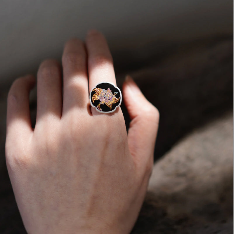 Lacquerware ring Silver