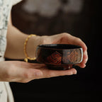 Master He Fusen Gilt Lacquer Tea Cup | Handcrafted Koi Fish Design 140ml