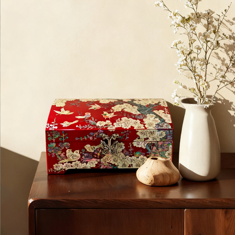 Black Lacquer Jewelry Box with Mother-of-Pearl Inlay