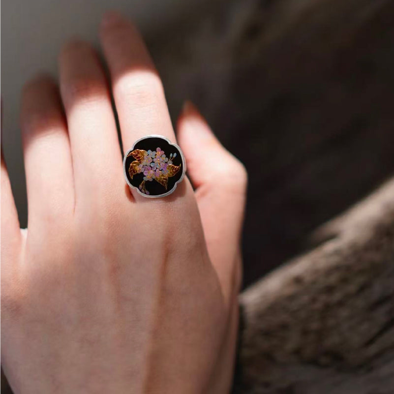 Lacquerware ring Silver