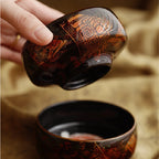 Master He Fusen Gilt Lacquer Tea Cup | Handcrafted Koi Fish Design 140ml