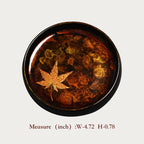 Handcrafted Black Lacquerware Tea Tray with Real Maple Leaf - Xipi Technique