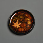 Handcrafted Black Lacquerware Tea Tray with Real Maple Leaf - Xipi Technique
