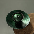Lacquerware Gaiwan Set | Handmade Lacquer Cup & Tray in Emerald Green