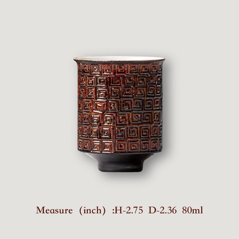 Special ethnic patterns Lacquerware cup Porcelain inner liner