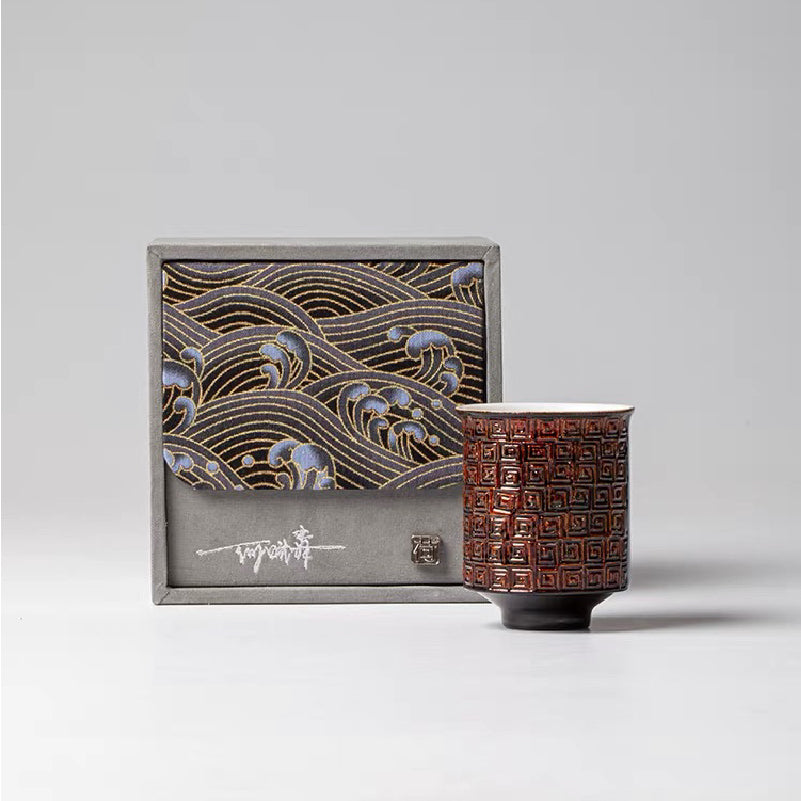 Special ethnic patterns Lacquerware cup Porcelain inner liner