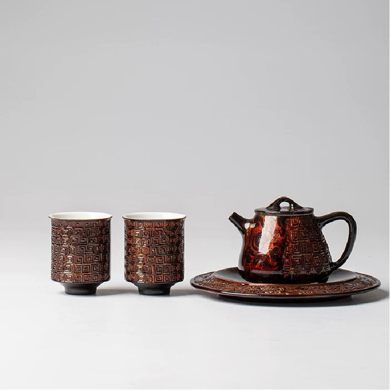 Special ethnic patterns Lacquerware cup Porcelain inner liner