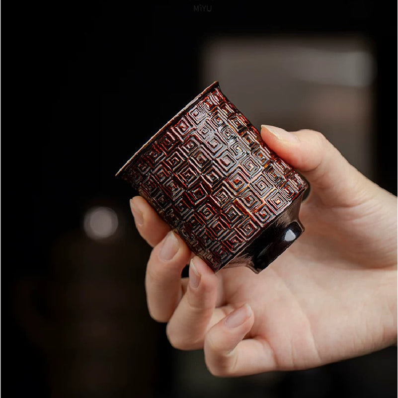 Special ethnic patterns Lacquerware cup Porcelain inner liner