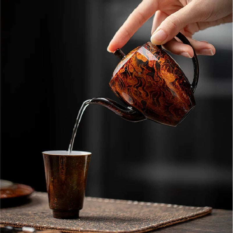 Gilding lacquerware Teapot and tea cup set