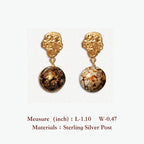 Natural Lacquerware Pearl 24K Gold Earrings