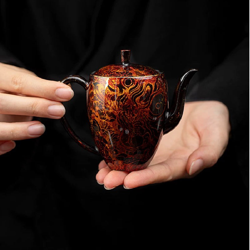 Gilding lacquerware Teapot and tea cup set