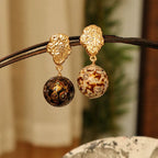 Natural Lacquerware Pearl 24K Gold Earrings