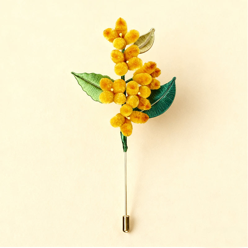 Handmade Ronghua Silk Osmanthus Flower Brooch