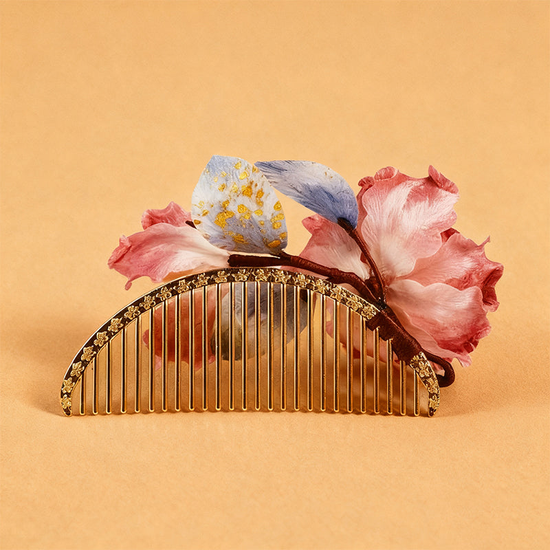 Handmade Ronghua Red Peony Hair Comb