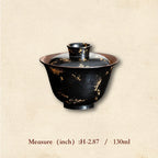 Black lacquerware Tea Cup with Gold Foil