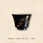 Black lacquerware Tea Cup with Gold Foil
