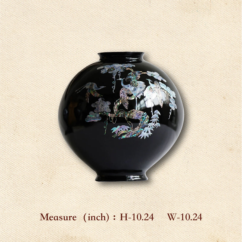 Black lacquerware Mother of pearl Lacquerware vase