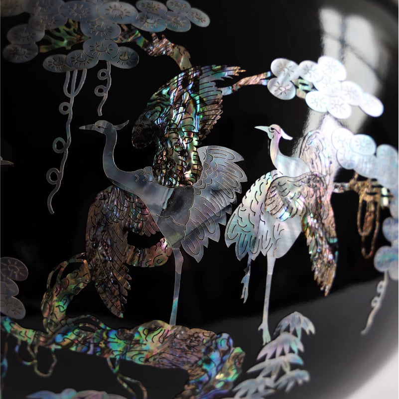 Black lacquerware Mother of pearl Lacquerware vase