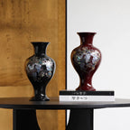 Lacquerware Vase with Mother of Pearl Inlay | Squirrel & Grape Design