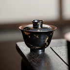 Black lacquerware Tea Cup with Gold Foil
