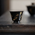 Black lacquerware Tea Cup with Gold Foil