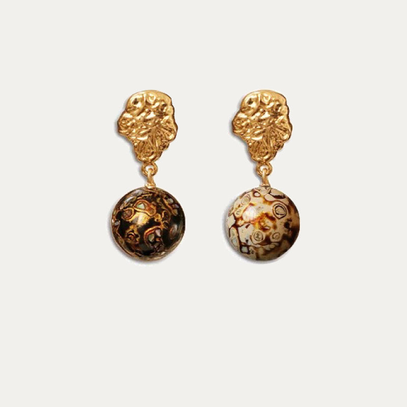 Natural Lacquerware Pearl 24K Gold Earrings